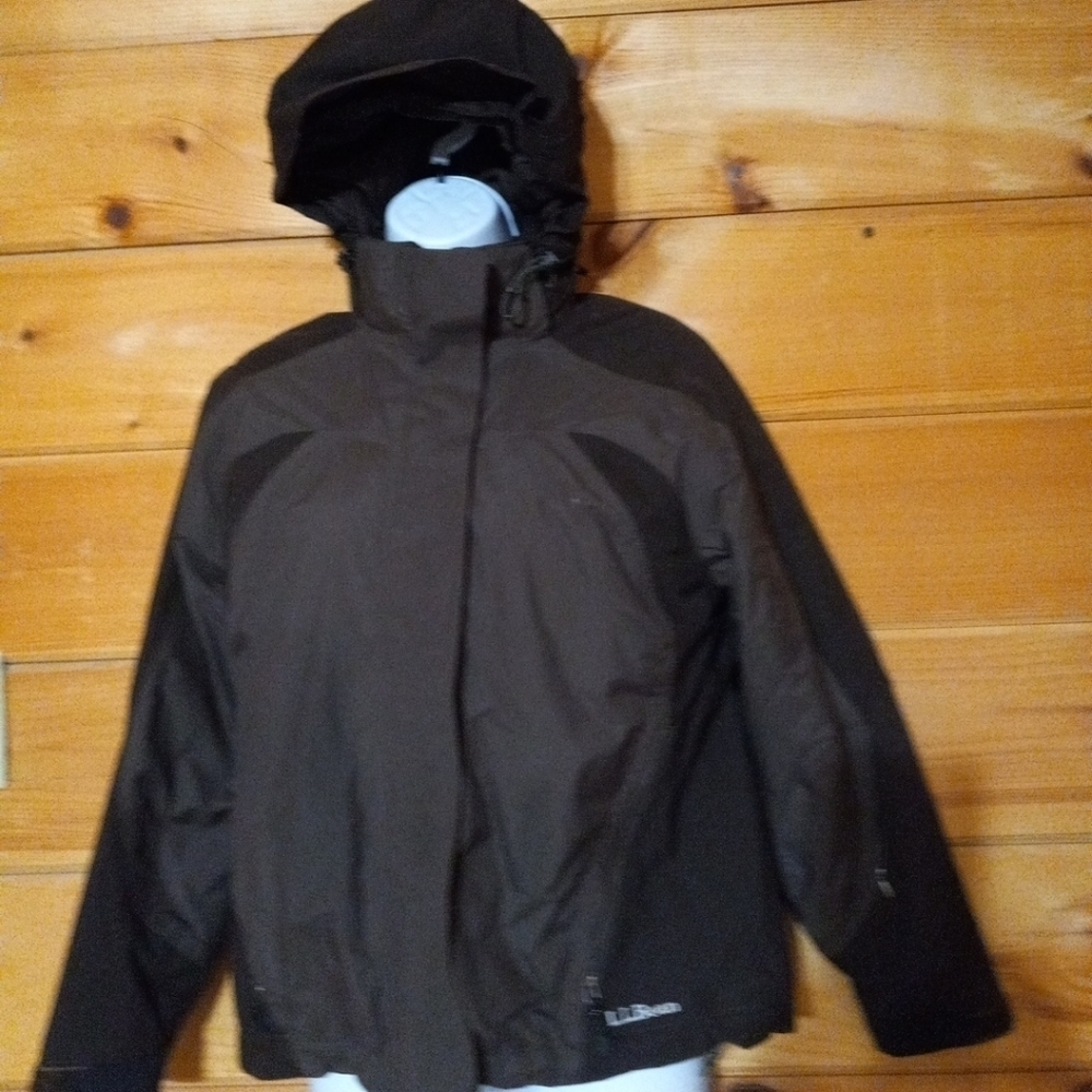 LL Bean Women's  Primaloft Removable Hood Winter Jacket Size S/P Brown.
